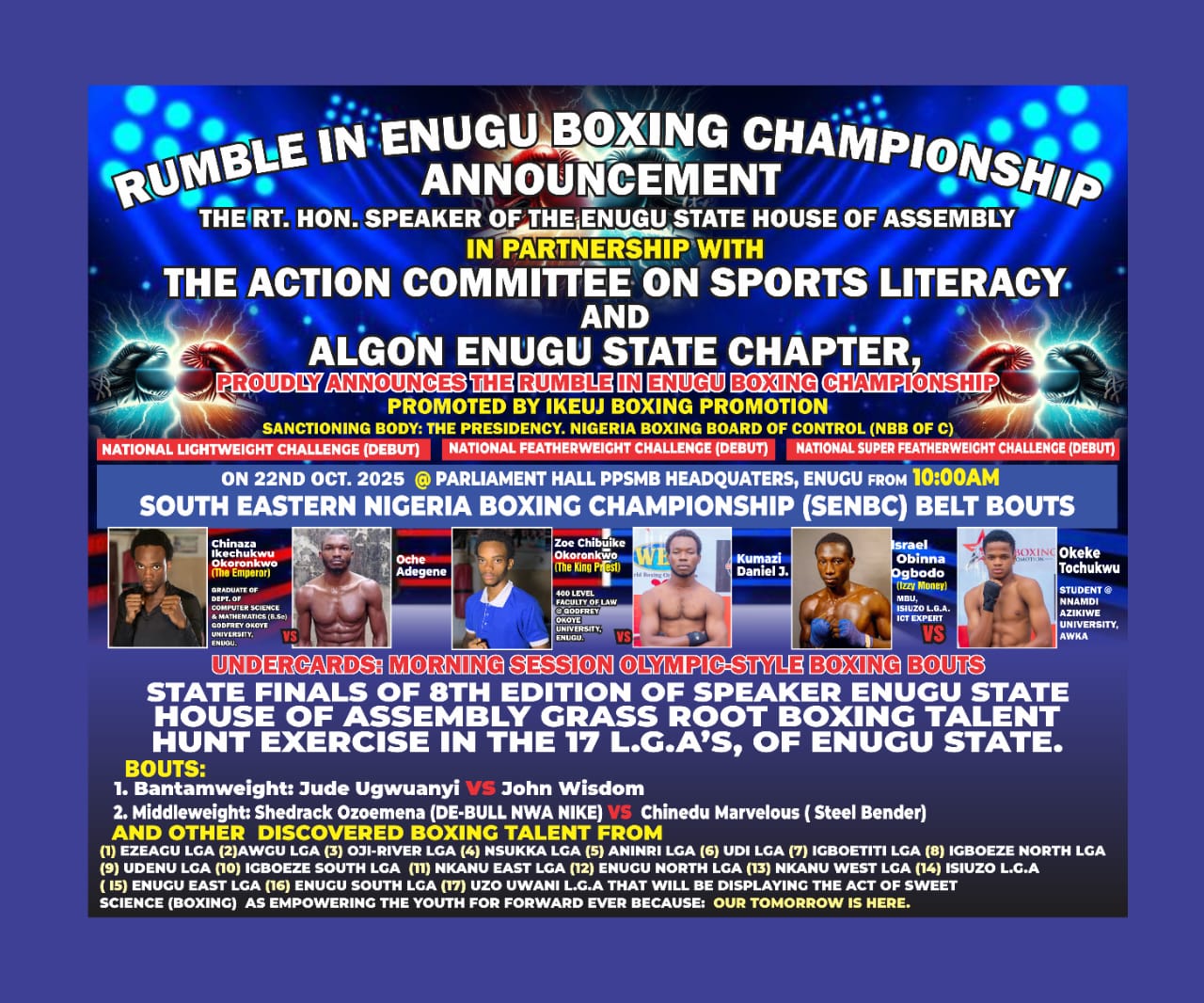 NBB Of C President, Secretary, Others Storm Enugu For Professional Boxing
