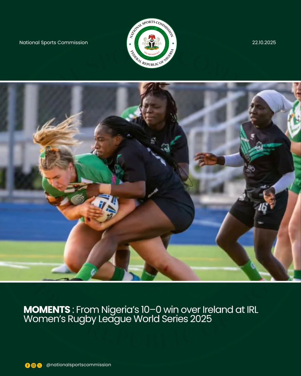 Nigeria Square Up Against  Fiji In  Womens Rugby League World Series Finals In Canada